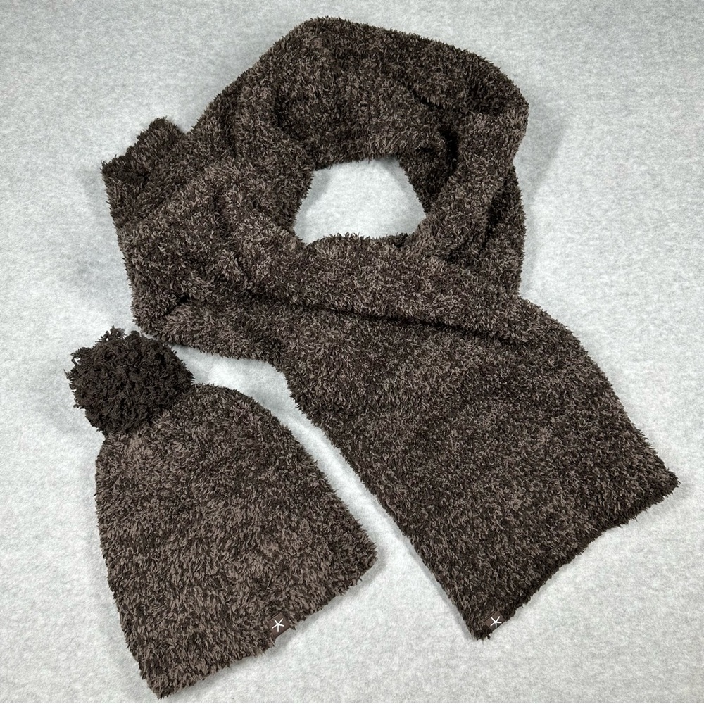 Barefoot Dreams Brown Scarf and Hat Set